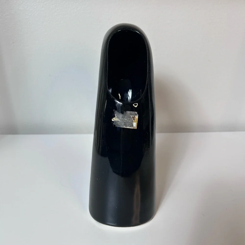 Vintage Toyo MCM Modernist Sculptural Black Ikebana Vase Japanese Style - Picture 3 of 9